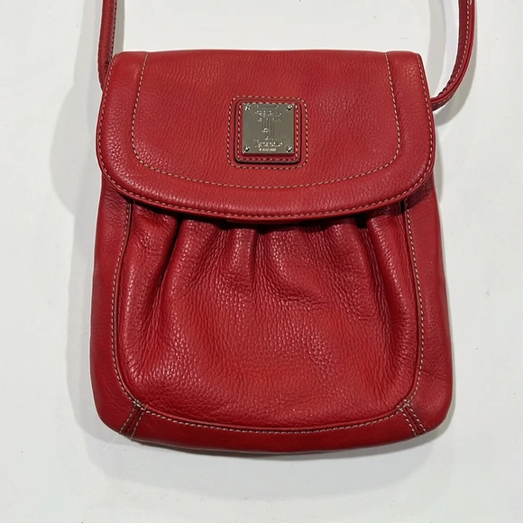Tignanello - crossbody, red pebbled leather, 24” strap - Picture 1 of 13